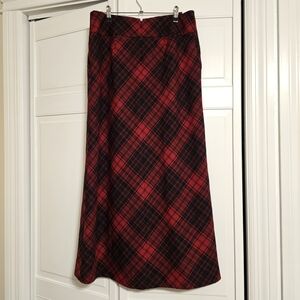 Talbots Red and Black Checkered A-Line Maxi Skirt